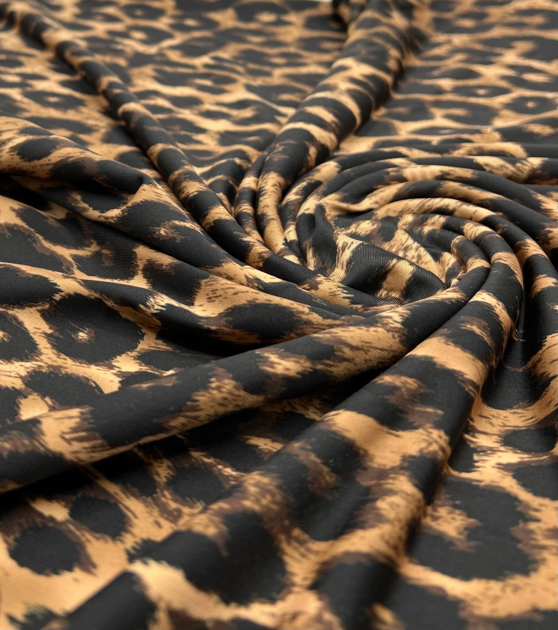 Brown Black Leopard Print Soft Touch 4 Way Stretch Fabric - T9 Fabrics